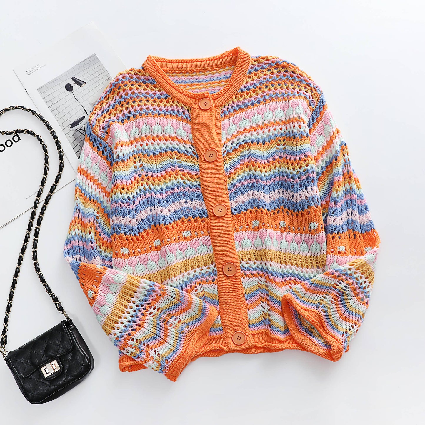 STRIPED SWEATER LOOSE RAINBOW KNITWEAR