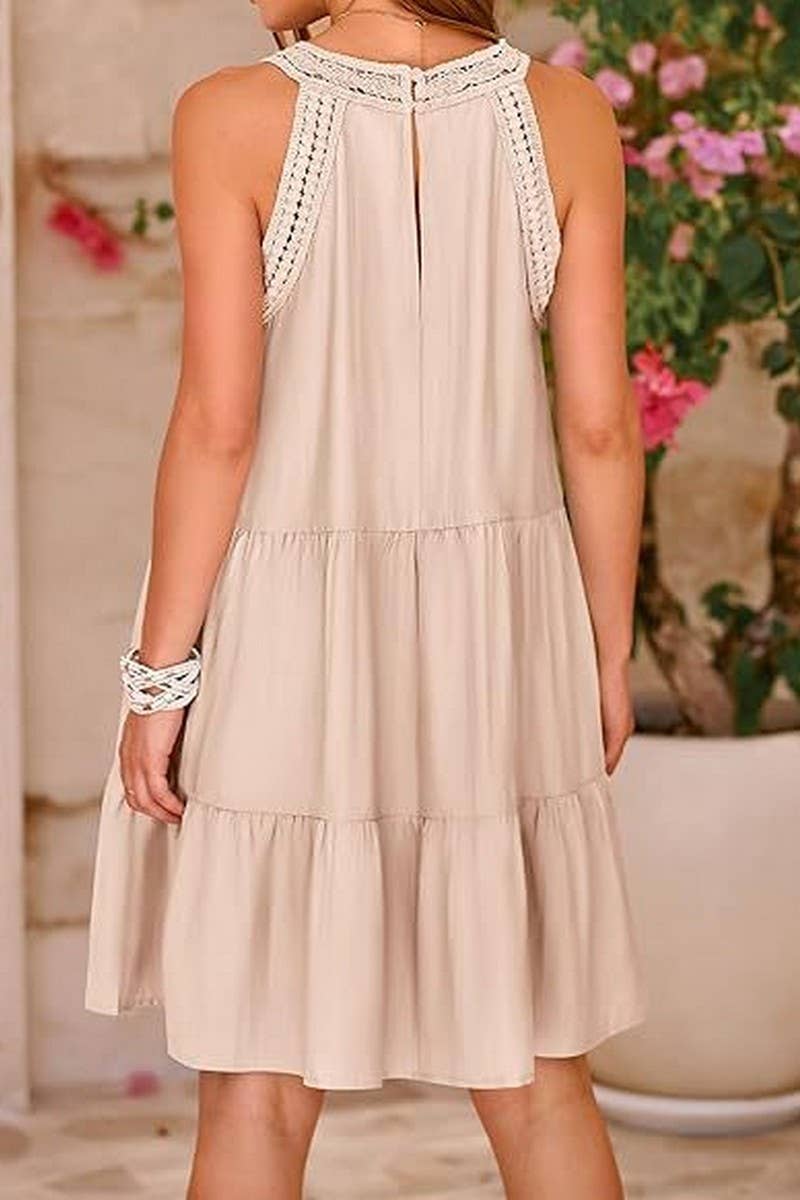 CWDSD10603_CASUAL SLEEVELESS A-LINE LAYERED TANK DRESS