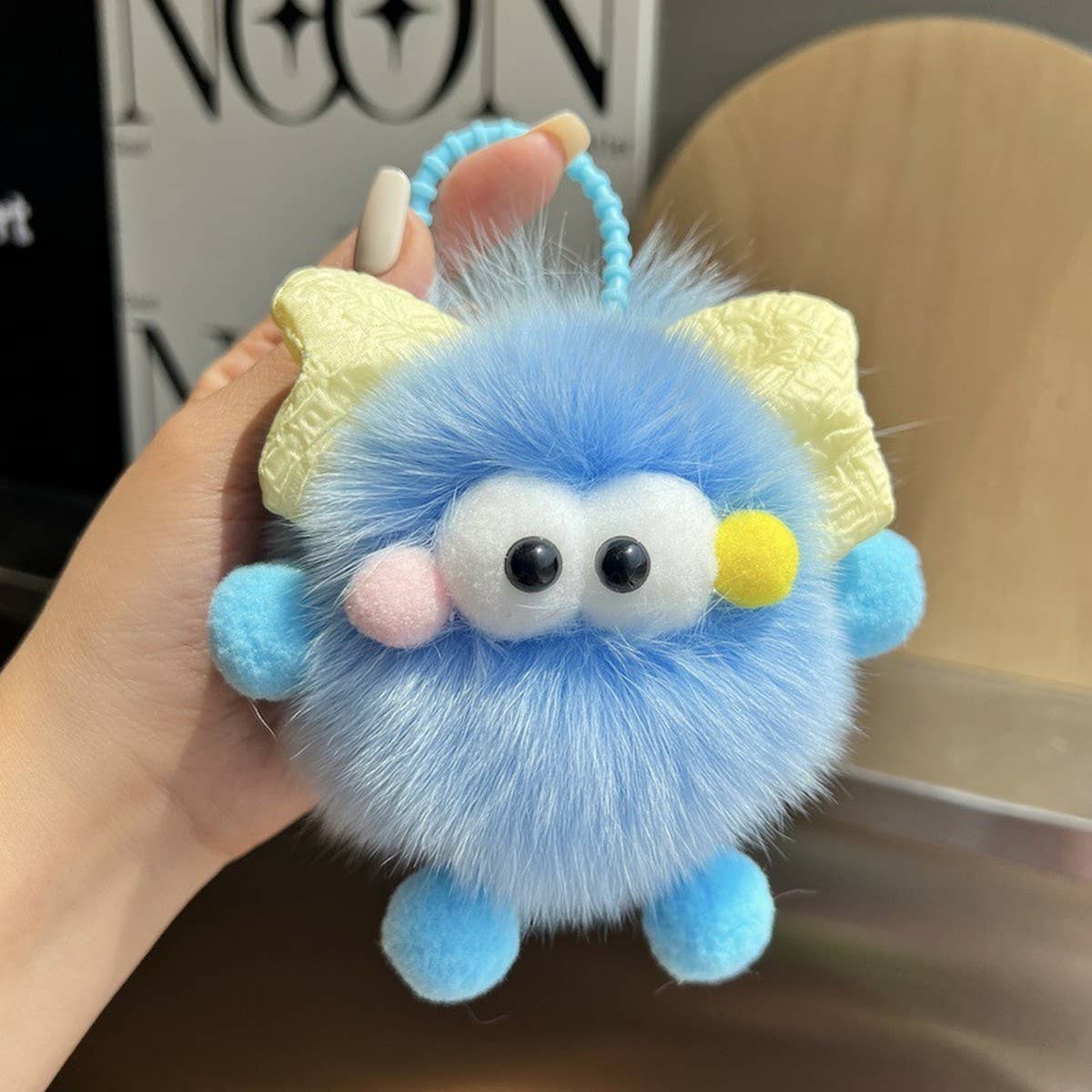 CUTE BOWKNOT BIG EYES CAR KEYCHAIN PLUSH PENDANT