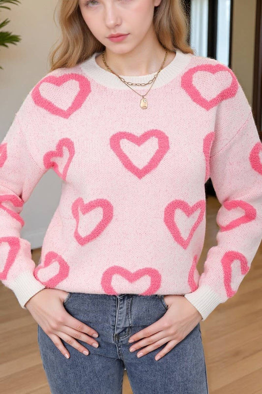 CWOSWL07592_VALENTINE HEART COLORBLOCK CREWNECK SWEATER