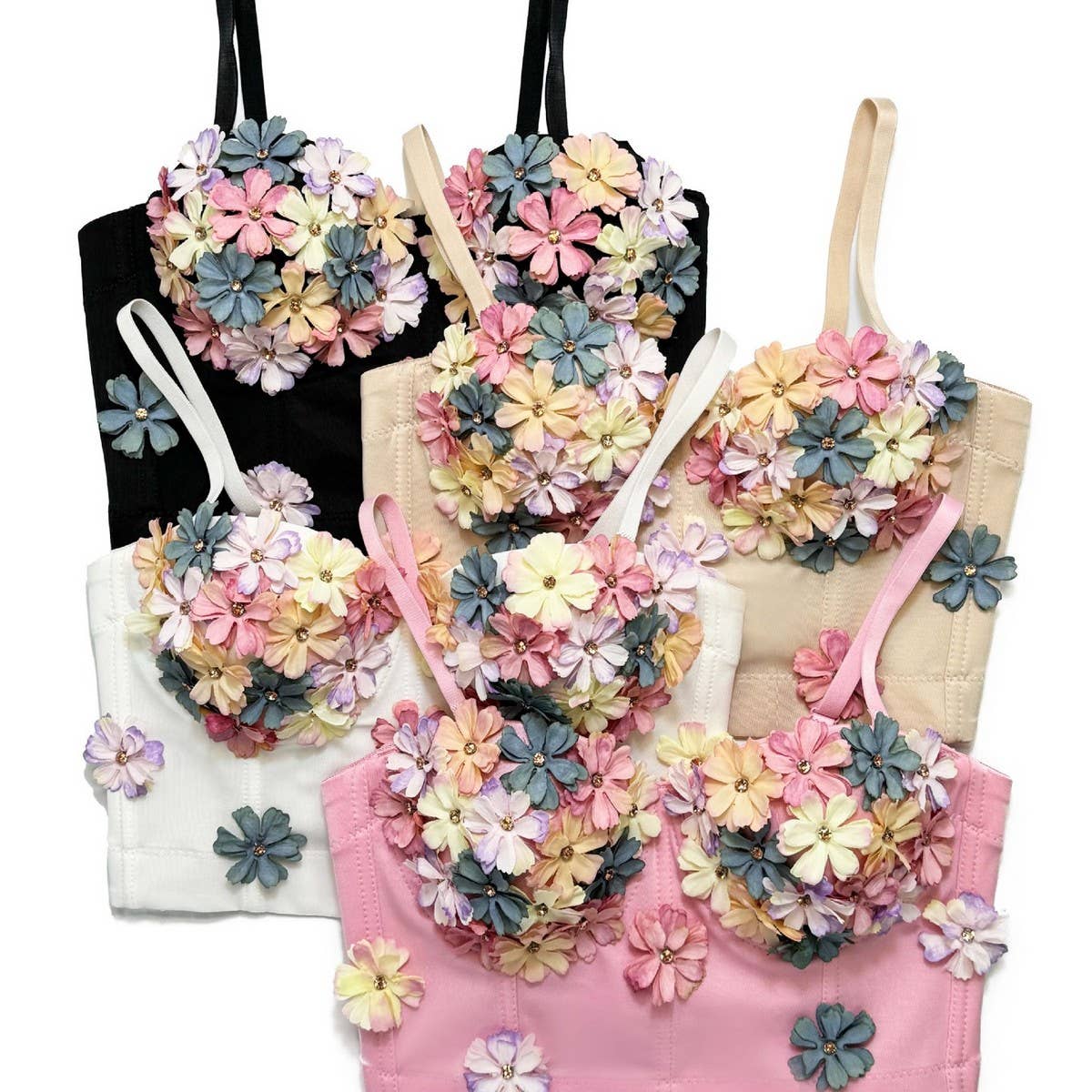 HIGH-END SWEET FLOWER HERRINGBONE BRA