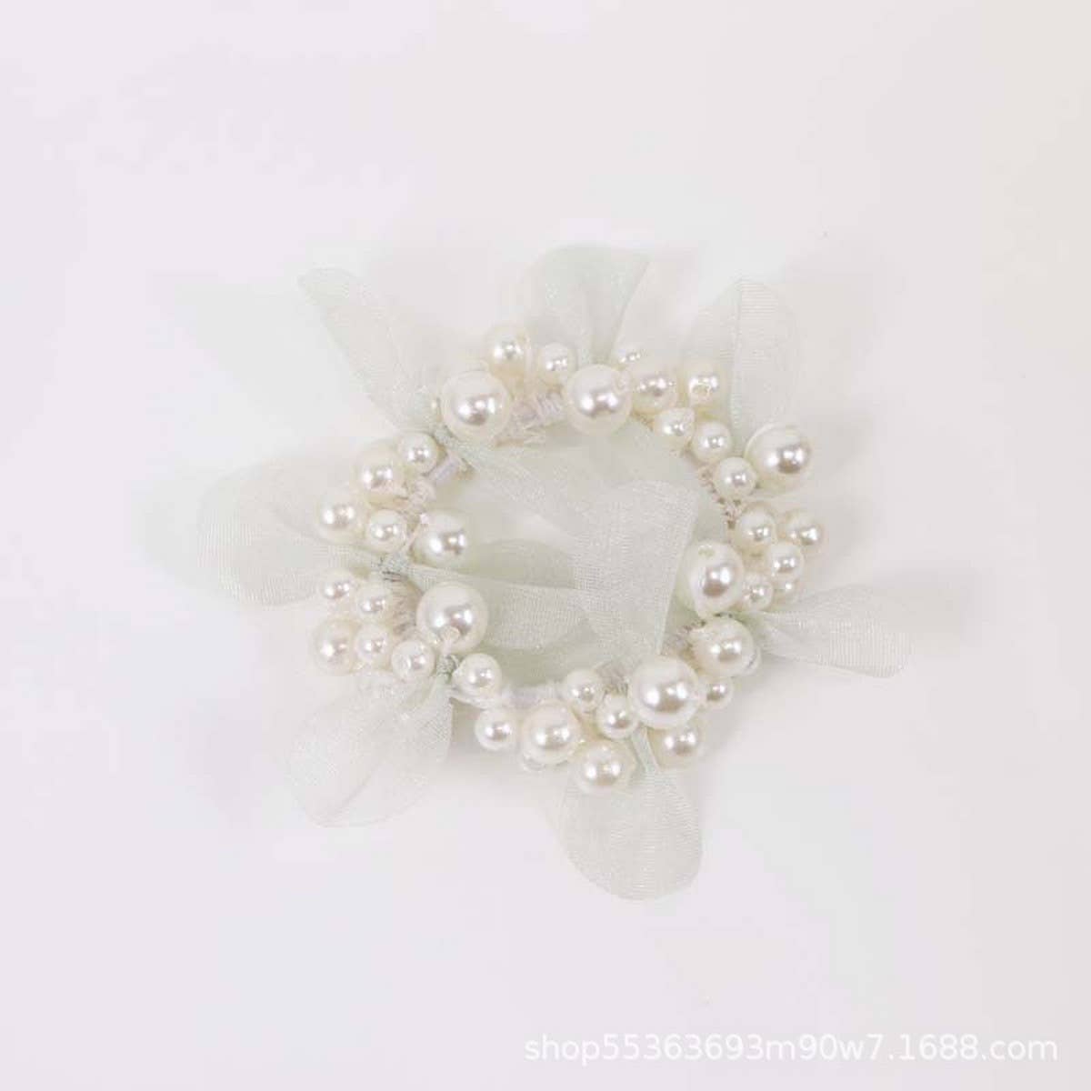 Elegant Lace Pearl Hair Tie Bun Ponytail Band