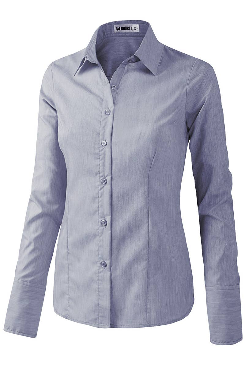 LADIES CASUAL LONG SLEEVE BUTTON UP SHIRT_CWTDSL027
