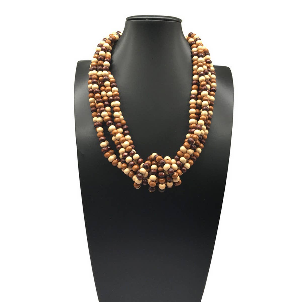 BOHEMIAN MULTI-LAYER WOODEN BEAD KNOT NECKLACE_CWMM4735