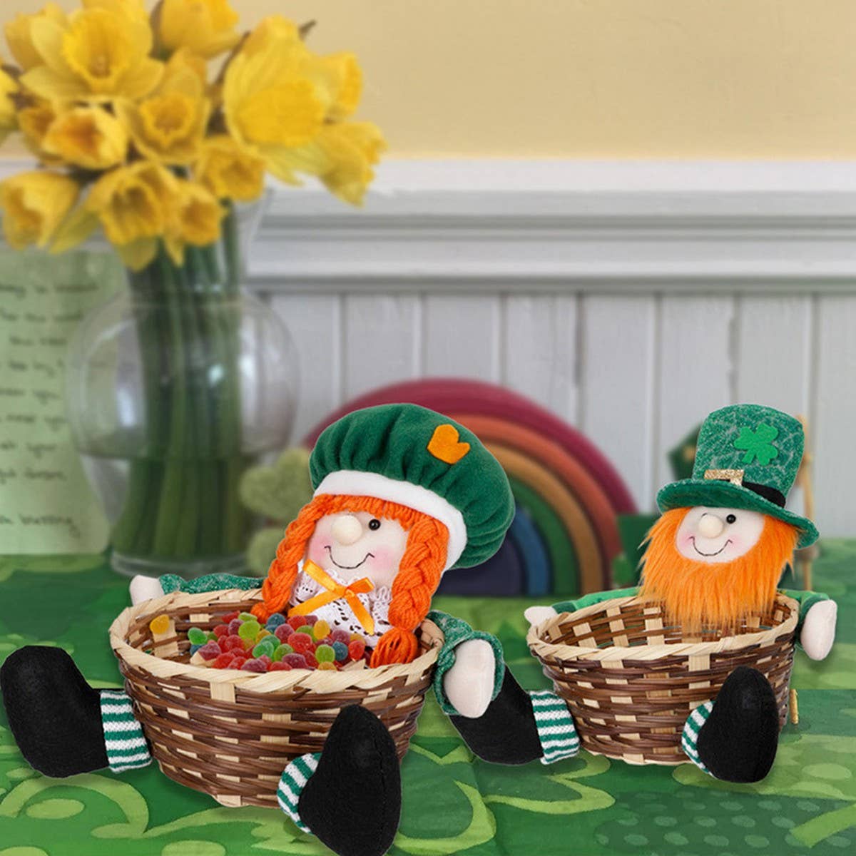 ST. PATRICK'S DAY PARTY GNOME WITH BASKET DOLL_CWMM3438