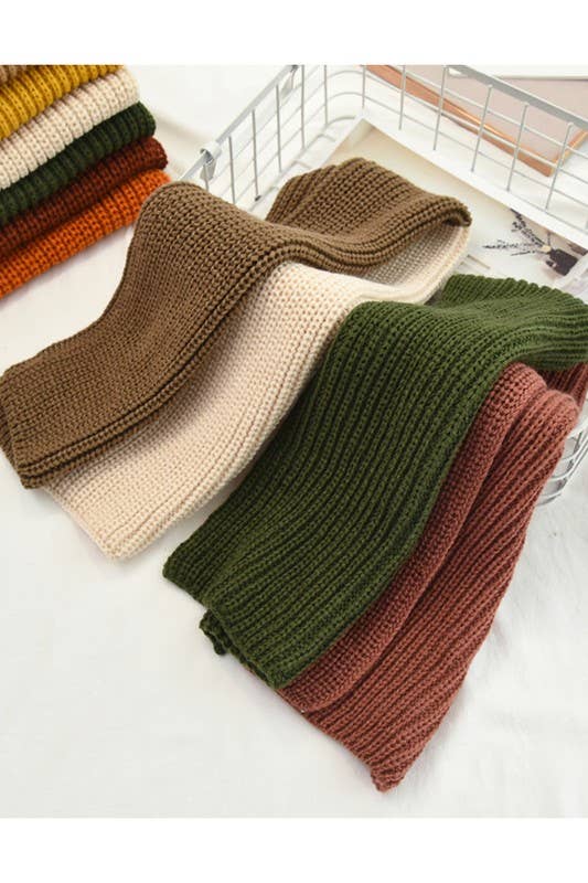 Yarn Knit Colorblock Scarf - Cozy Neck Wrap_CWASC0052