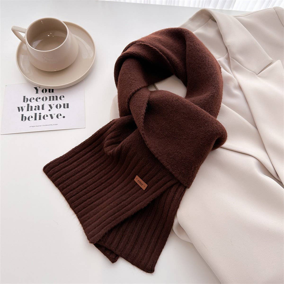 Warm Minimalist Wool Wrap Scarf for Fall Days