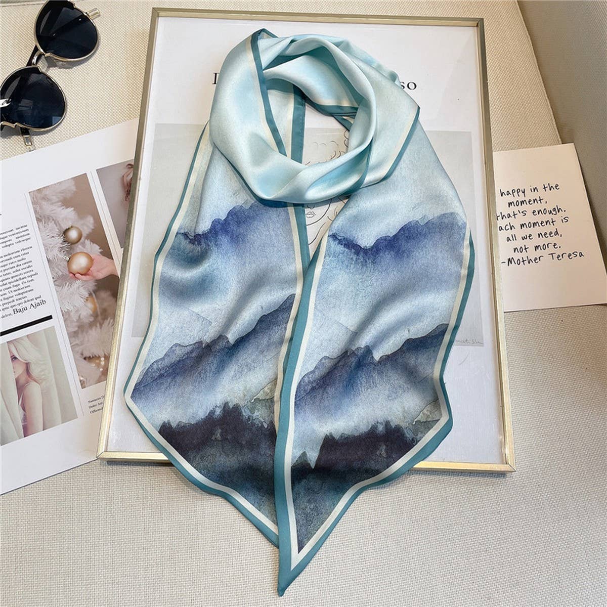 IMITATION SILK RIBBON BEVEL WIDE COLLAR HEAD SCARF