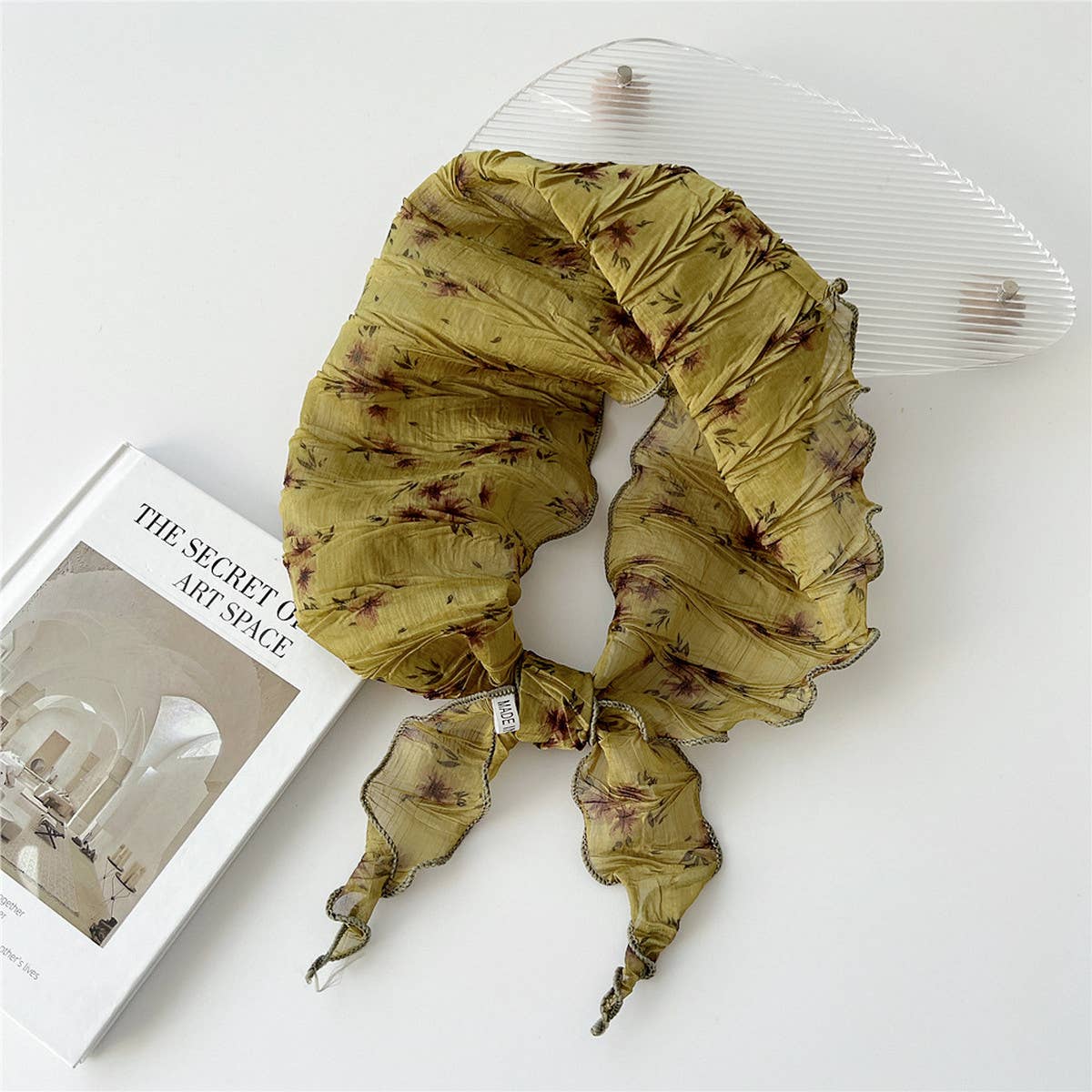 Pleated Embossed Triangle Scarf - Chic Neck Wrap_CWASC0853