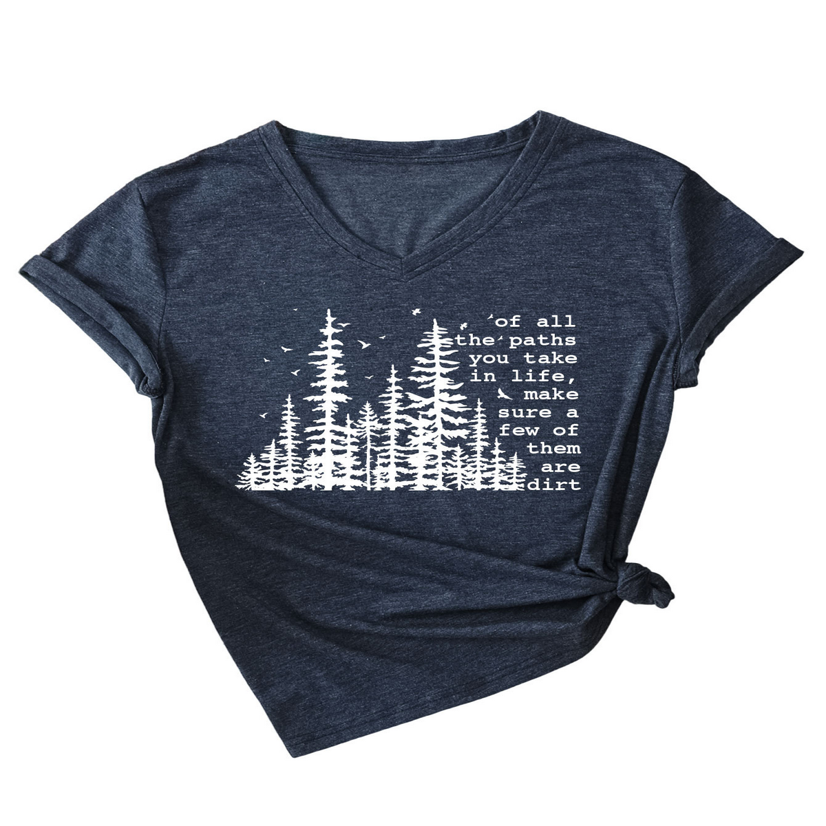 Summer V-Neck Short Sleeve Printed Tee