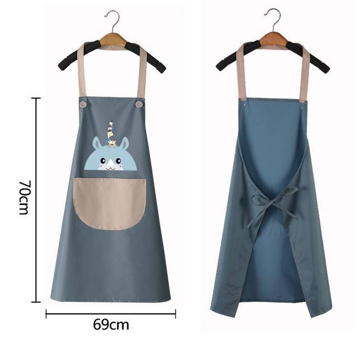 Deer head print Summer Thin Apron with pockets