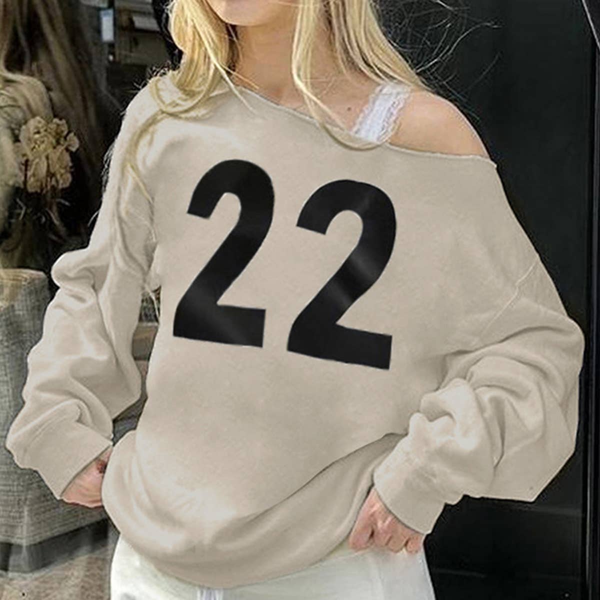 VINTAGE DIGITAL PRINT LOOSE CREW NECK HOODIE