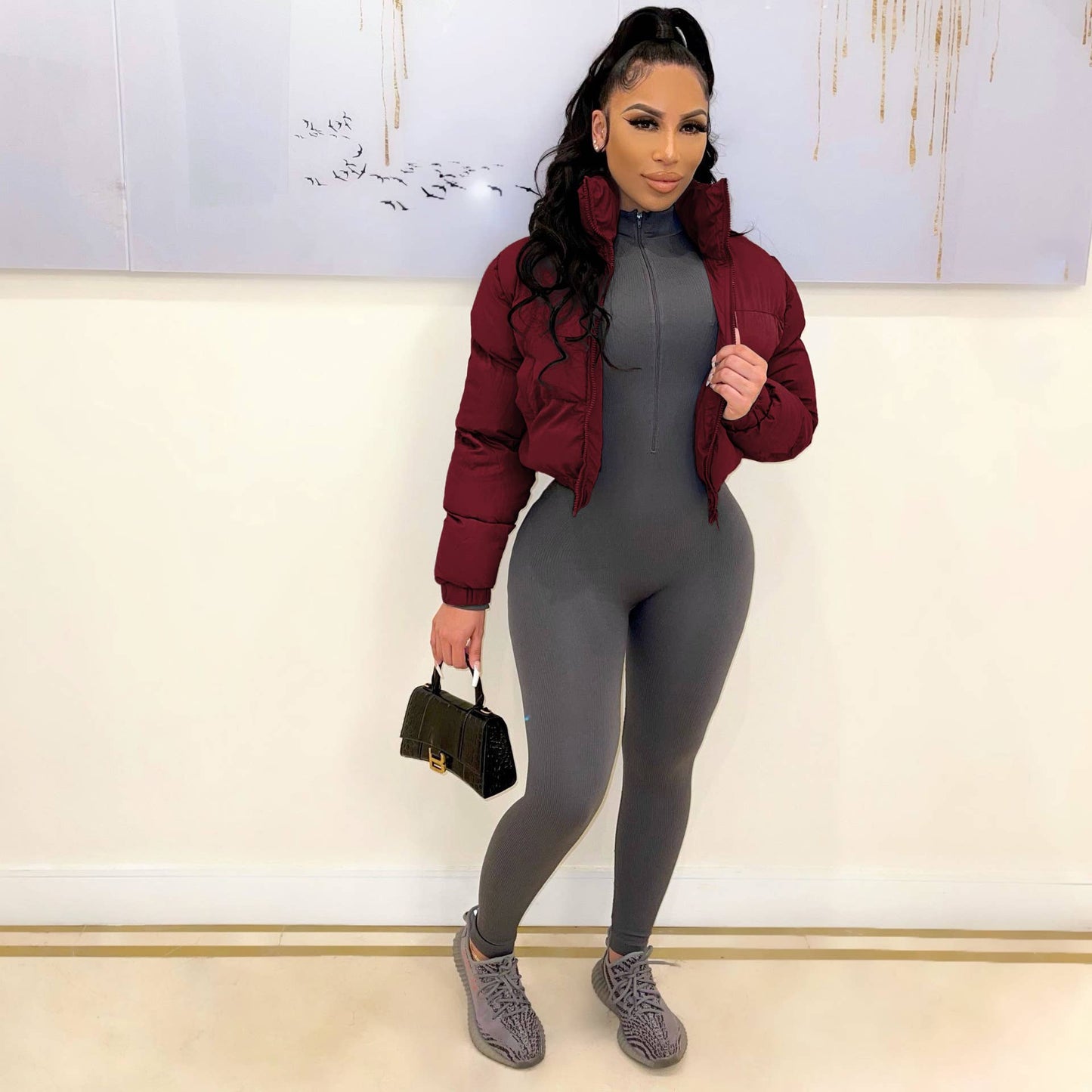 SHORT WOMEN'S SOLID COLOR COTTON JACKET JACKET