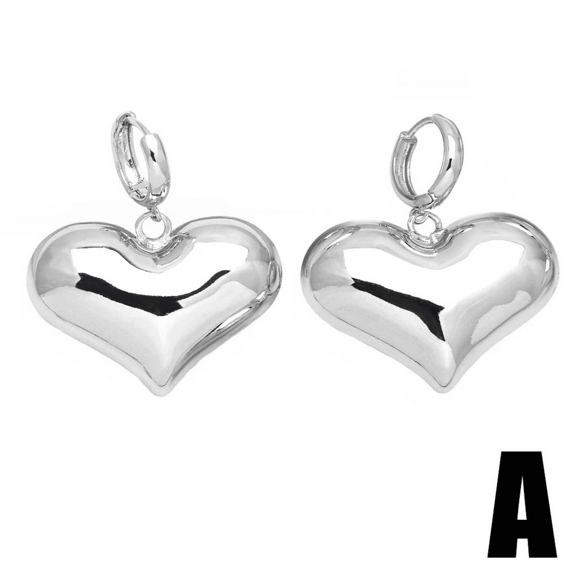 SILVER HEART-SHAPED PENDANT EARRINGS