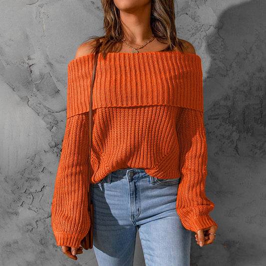 STRAPLESS SHOULDER SWEATER IN SOLID COLOR