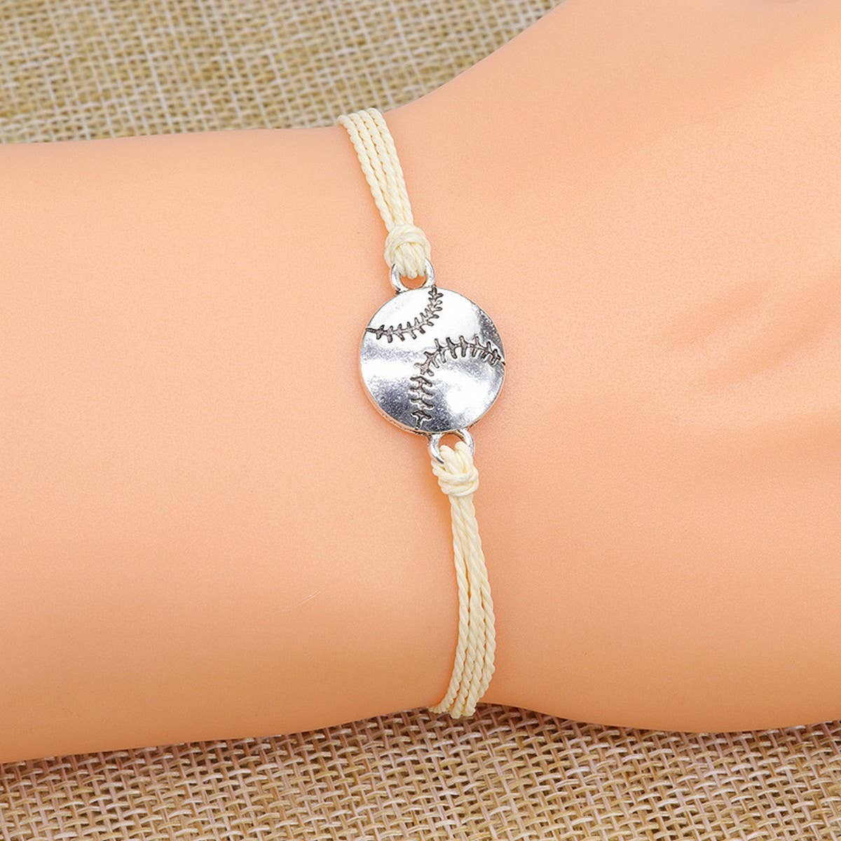 WATERPROOF WAX THREAD WOVEN FOOTBALL BRACELET