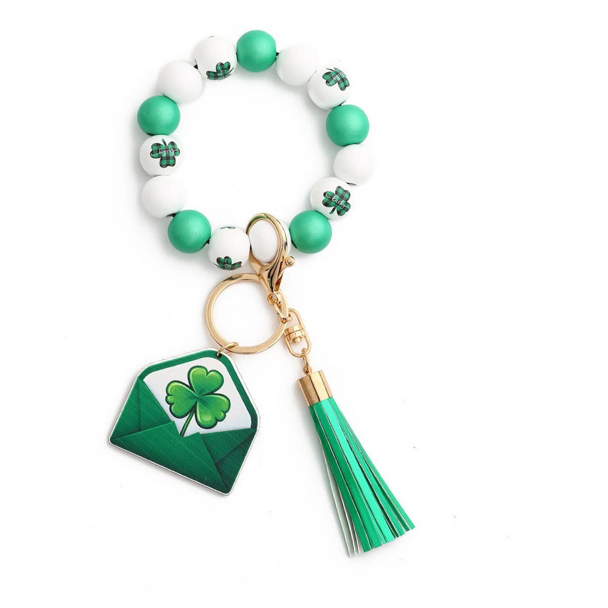 St. Patrick's Day Clover Pendant Bracelet Keychain_CWMM6861
