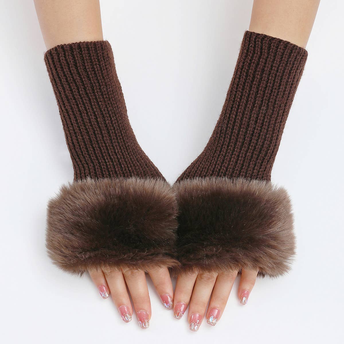 KNITTED THERMAL FINGERLESS GLOVES ARM GLOVES_CWAG0108