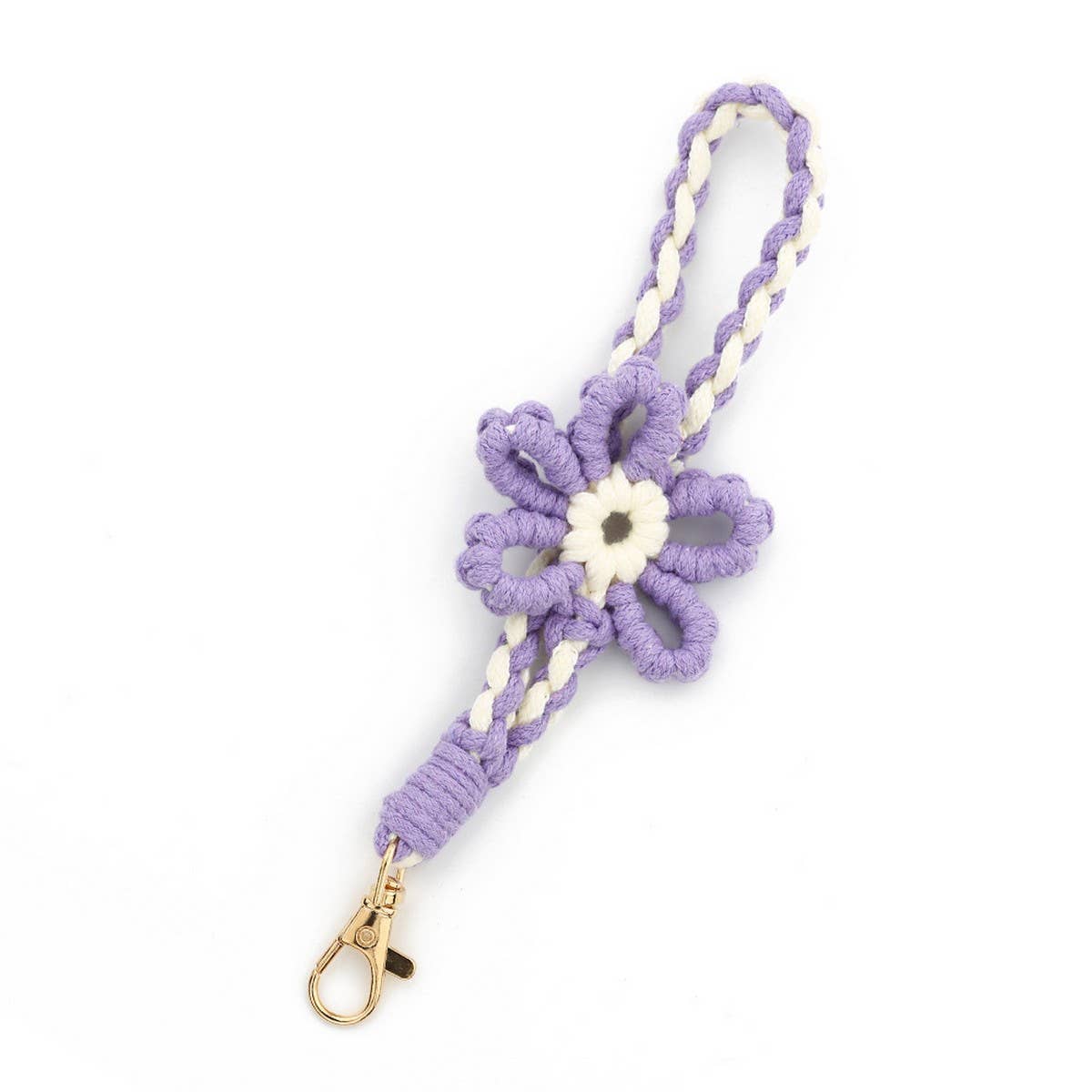 Handmade Colorful Wrist Strap Keychain with Flower_CWAB5024