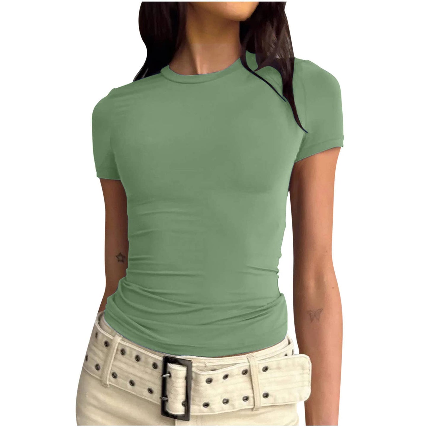 Solid-color slimming milk silk brushed undershirt