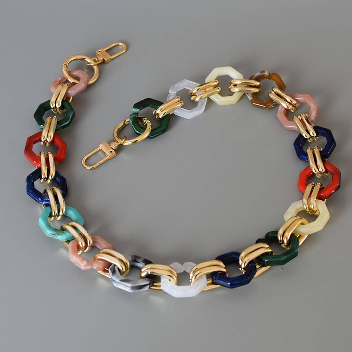 Heart,Rectangle Colorful Mixed Acrylic Bag Chain