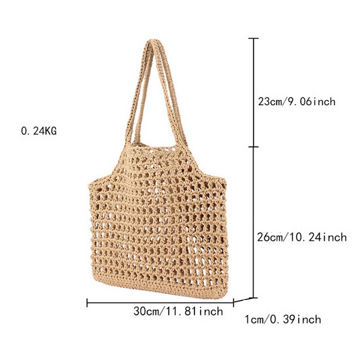 WOVEN HOLLOW - OUT COTTON STRING BEACH TOTE BAG_CWAB4676
