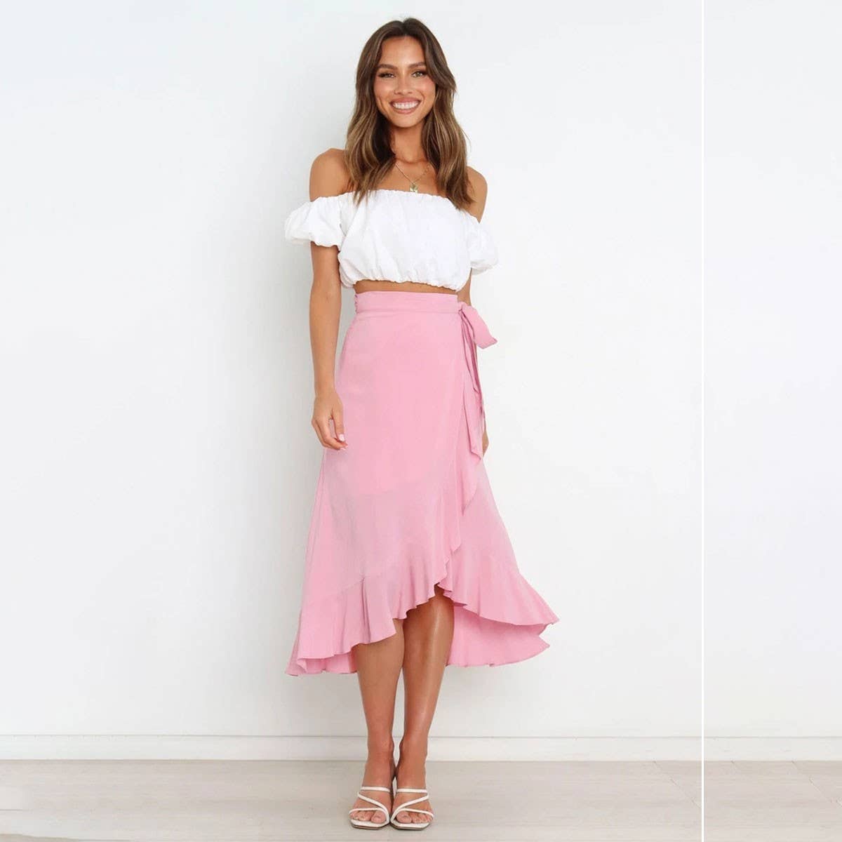 ONE-PIECE LACE-UP LONG SKIRT SOLID COLOR SKIRT_CWAB4800