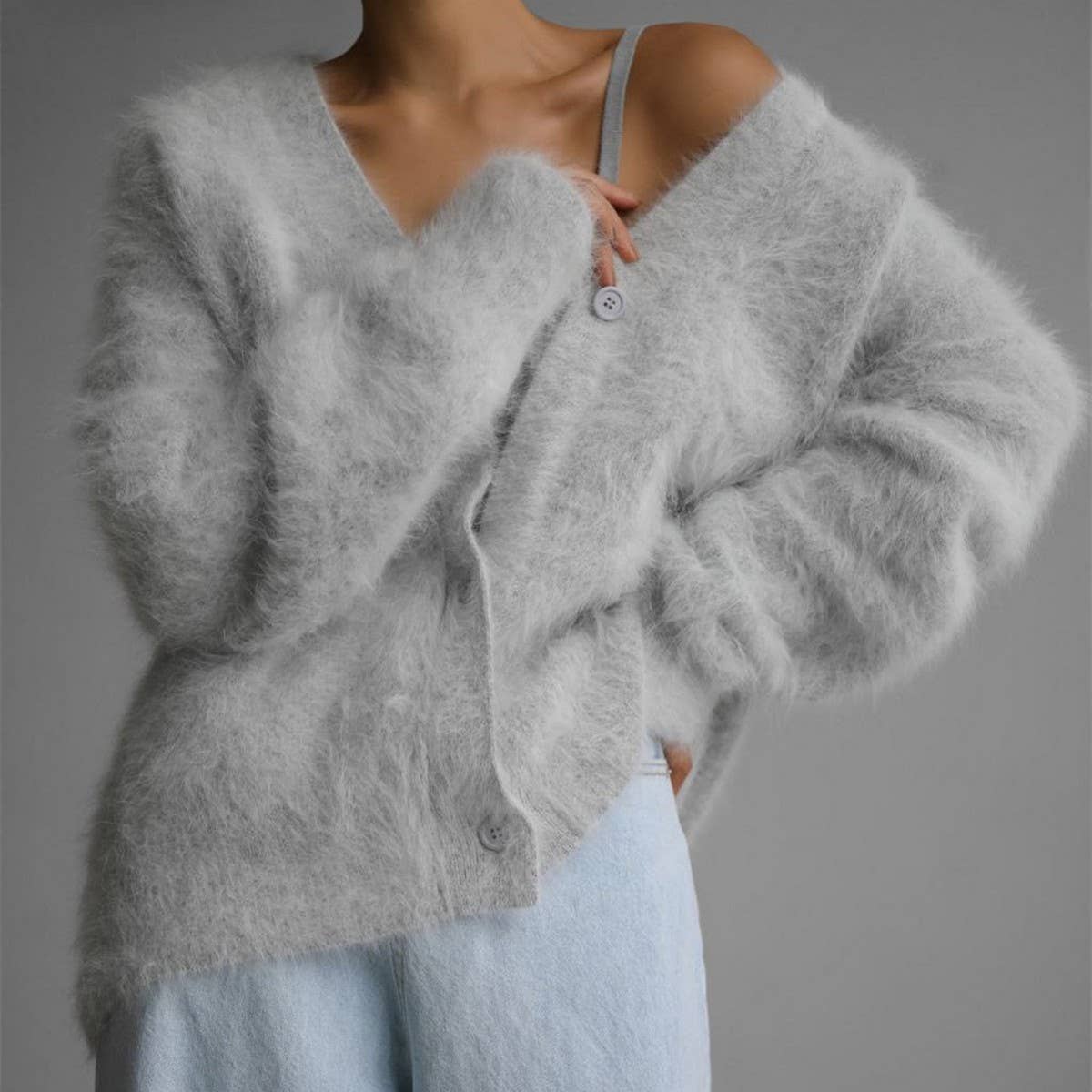 Women's Cozy Faux Mink Cardigan Sweater