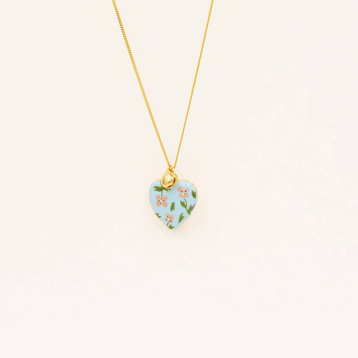 18K Gold Locket Necklace ??Enamel Heart Design_CWMM6953
