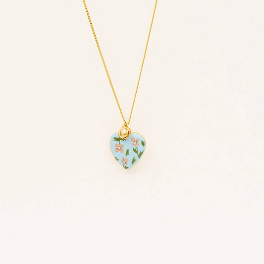 18K Gold Locket Necklace ??Enamel Heart Design_CWMM6953