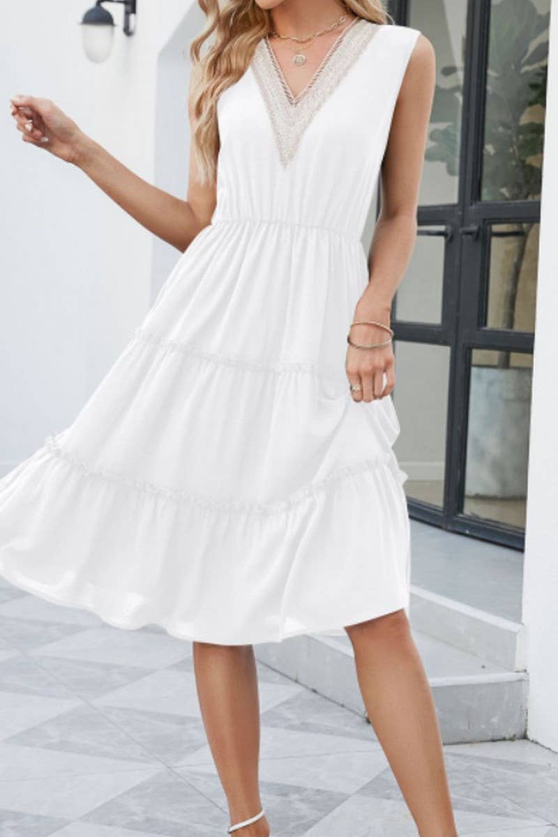 CWDMD5452_SLEEVELESS V-NECK LACE TRIM A-LINE MAXI DRESS