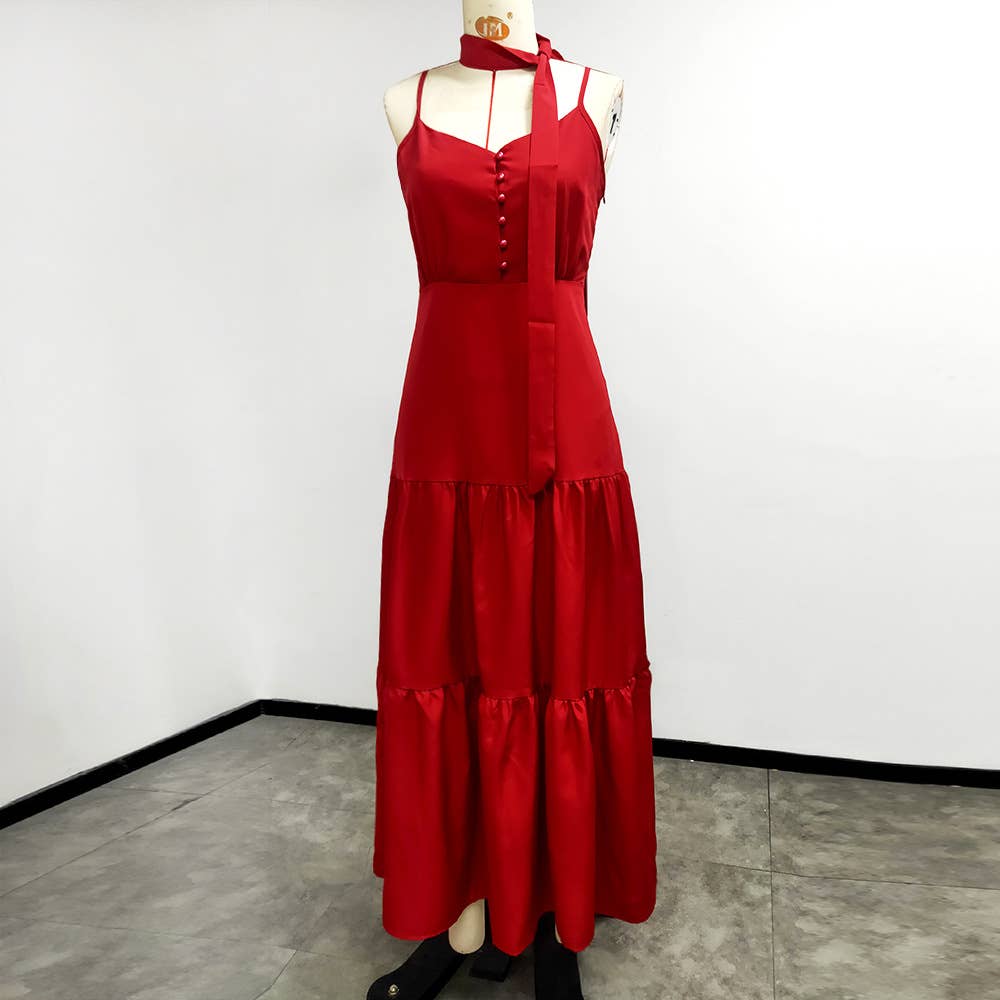 Fashionable and elegant halter long dress