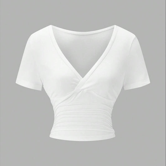 Fashion simple slim slimming crop short T-shirt