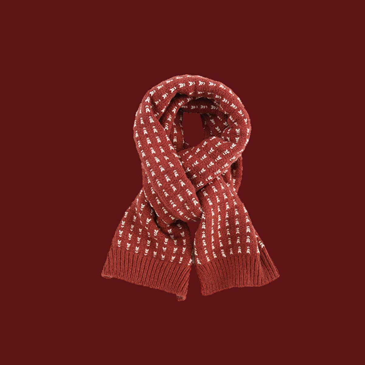 Red Knit Scarf - Cozy Winter Christmas Gift_CWASC1500