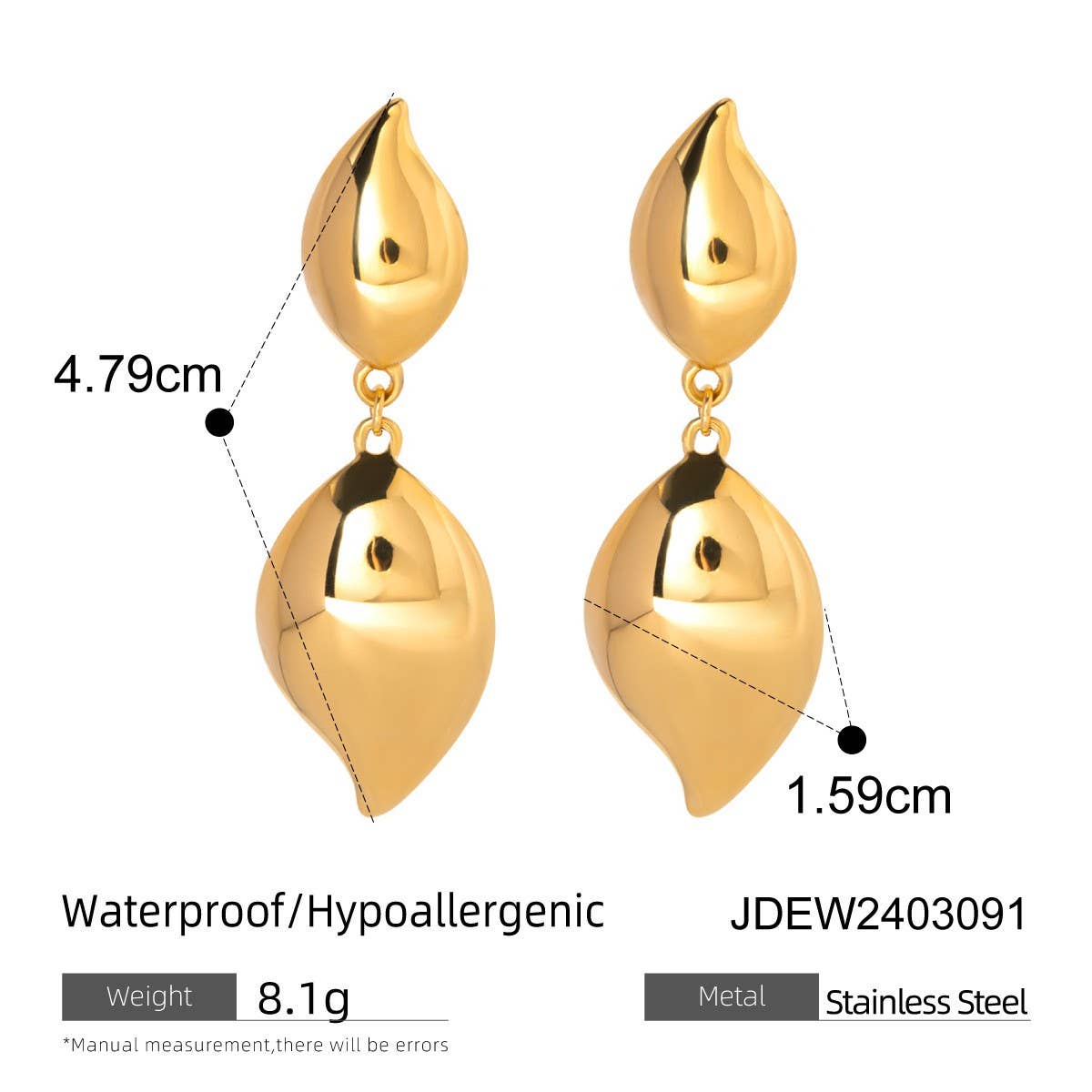 SIMPLE PETAL TEARDROP-SHAPED POLISHED EARRINGS_CWAJE1794