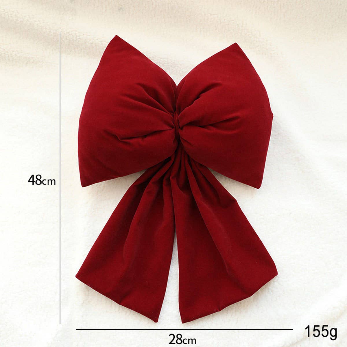 Big Red Velvet 3D Bow Xmas Window Decor_CWMM9673