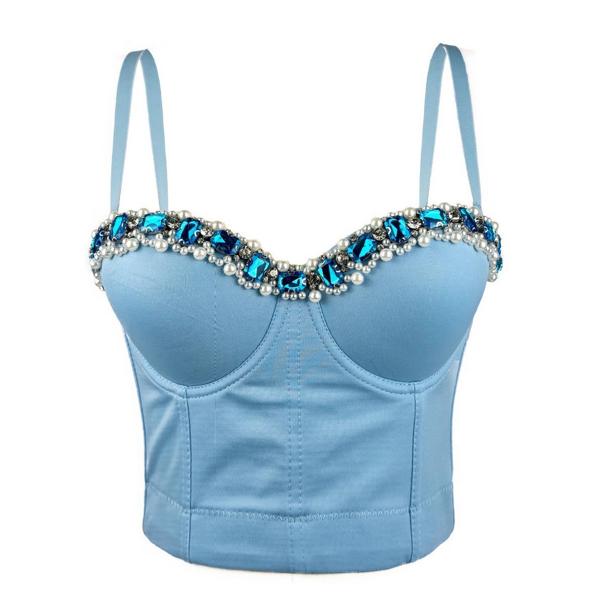 SEXY SLIM FIT HERRINGBONE BRA WITH RHINESTONES