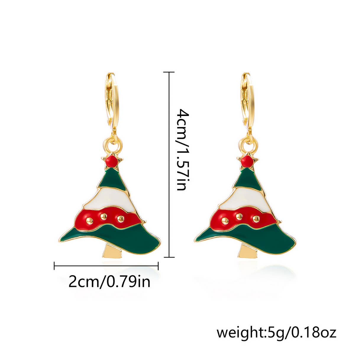 ASYMMETRIC OIL PAINTED CHRISTMAS EARRINGS_CWAJE2391