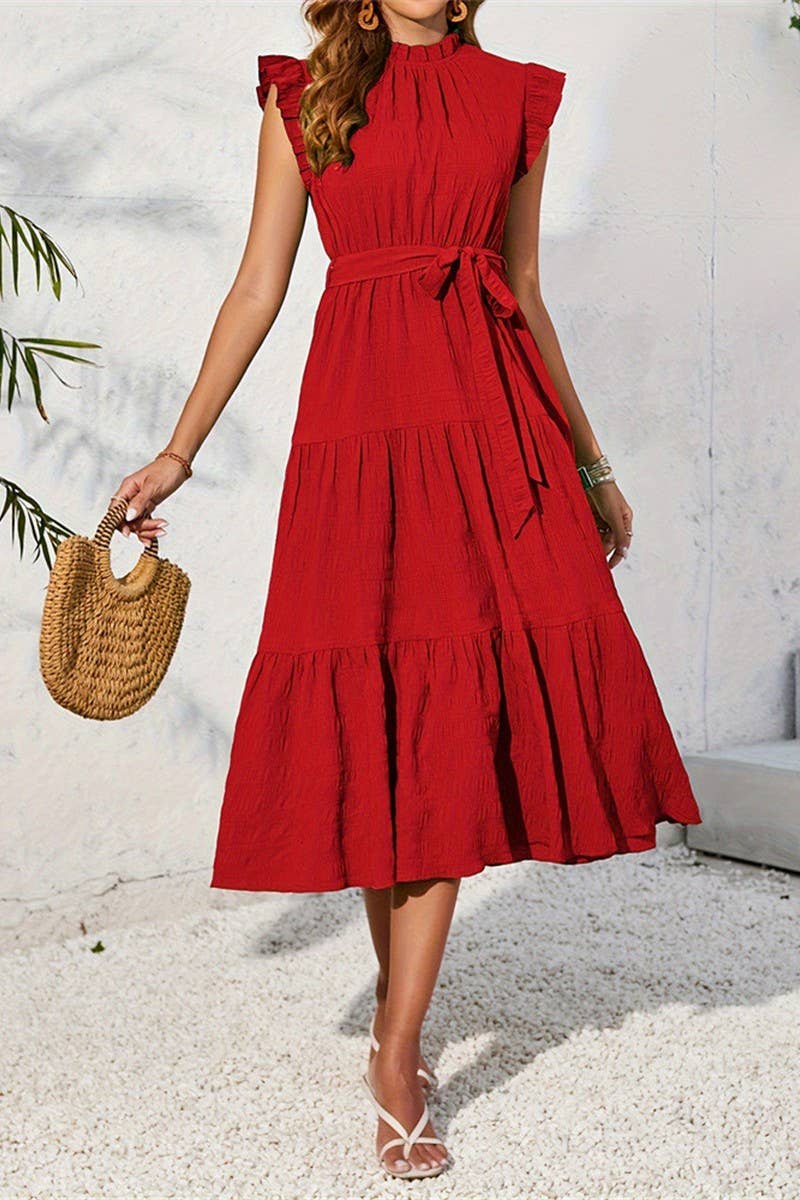 CWDMD5055_SUMMER ROMANTIC RUFFLE LONG LAYERED CAKE DRESS