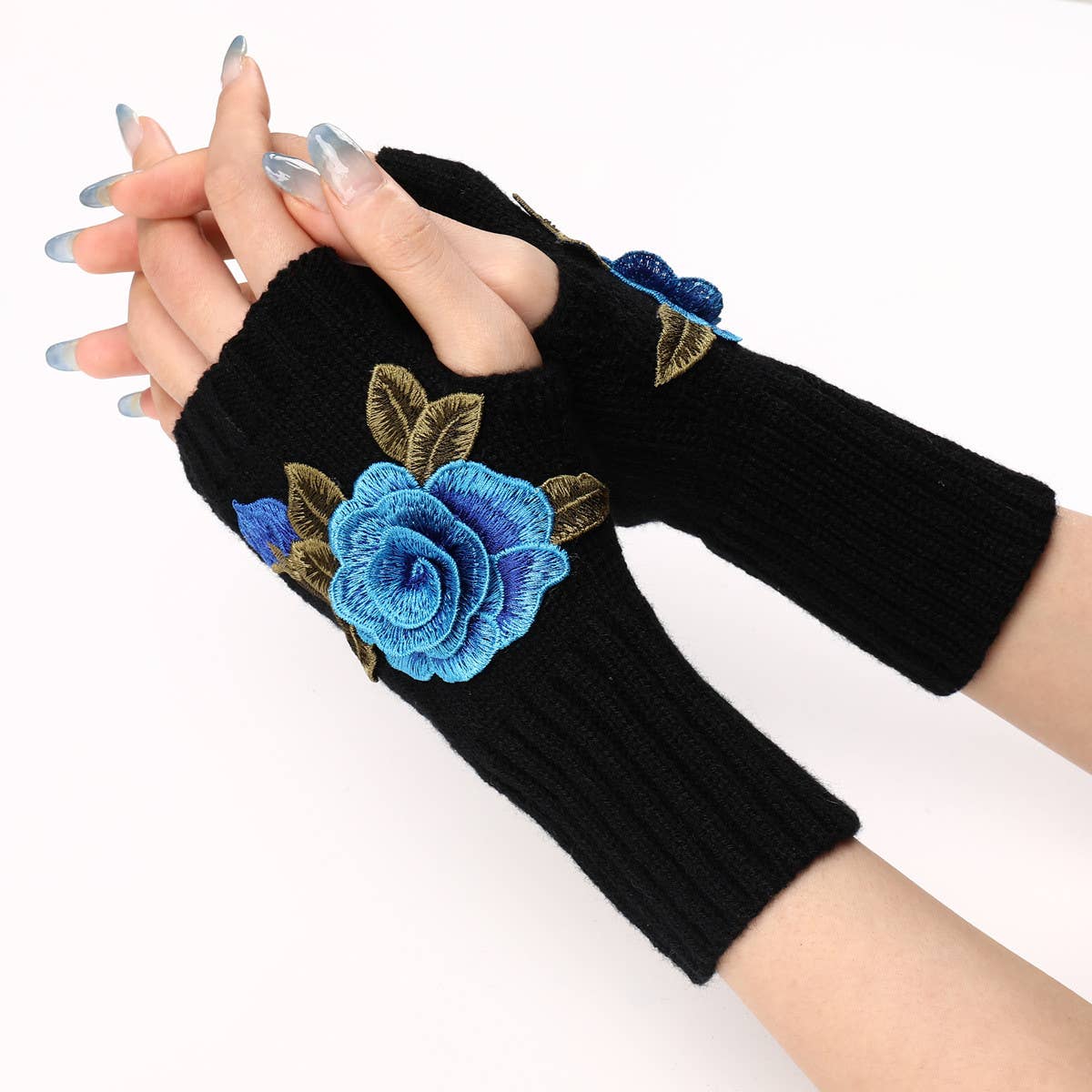 FASHION FLOWER KNITTED GLOVES_CWAG0105