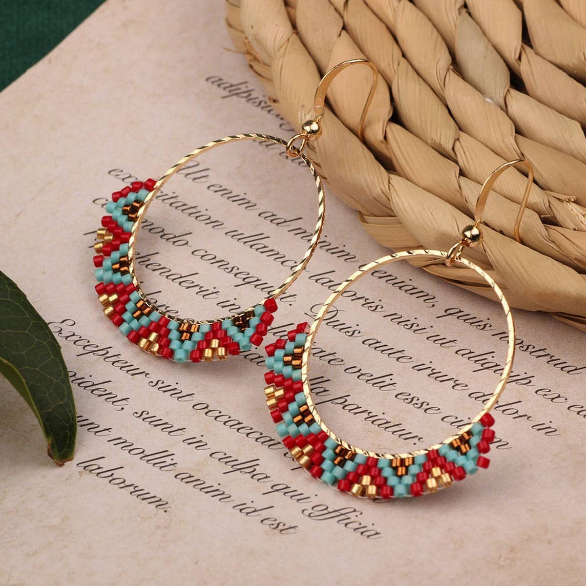 HIGH-GRADE NATURAL STONE WOVEN COLORFUL EARRINGS