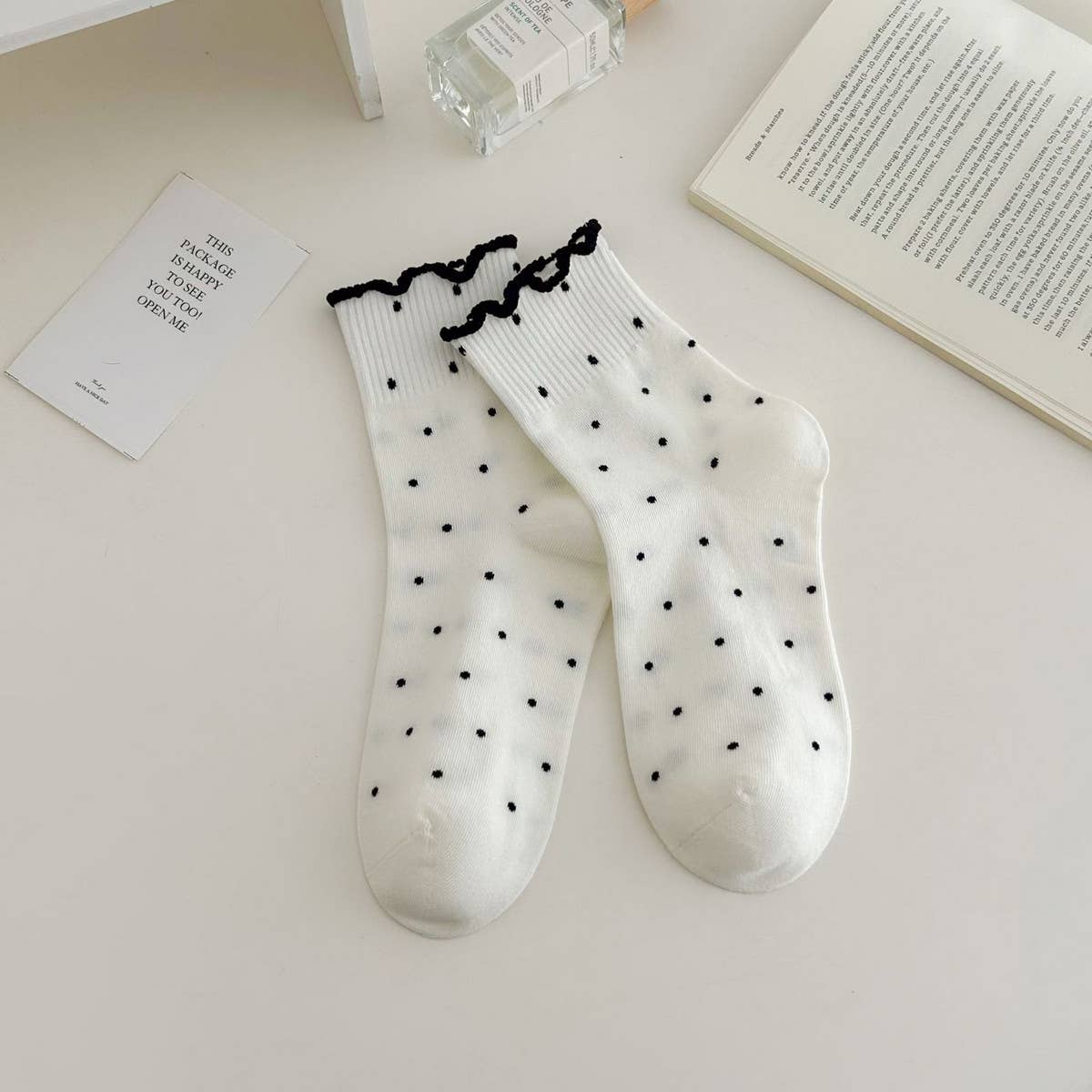 ALL-MATCH NEW POLKA DOT MID-CALF SOCKS_CWMS0953