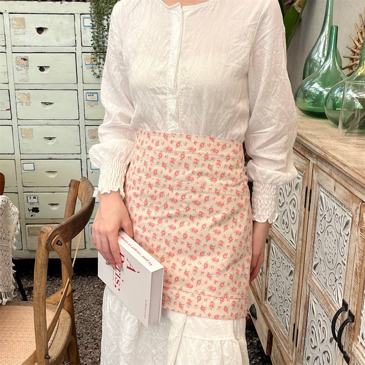 HALF-BODY FLORAL HOME CAFE WORK APRON