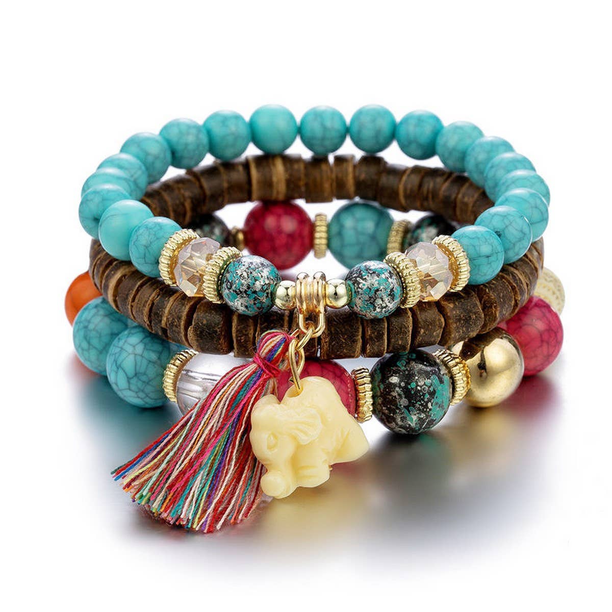 STYLISH ELEPHANT TASSEL MULTI-LAYER BRACELET_CWASC0691