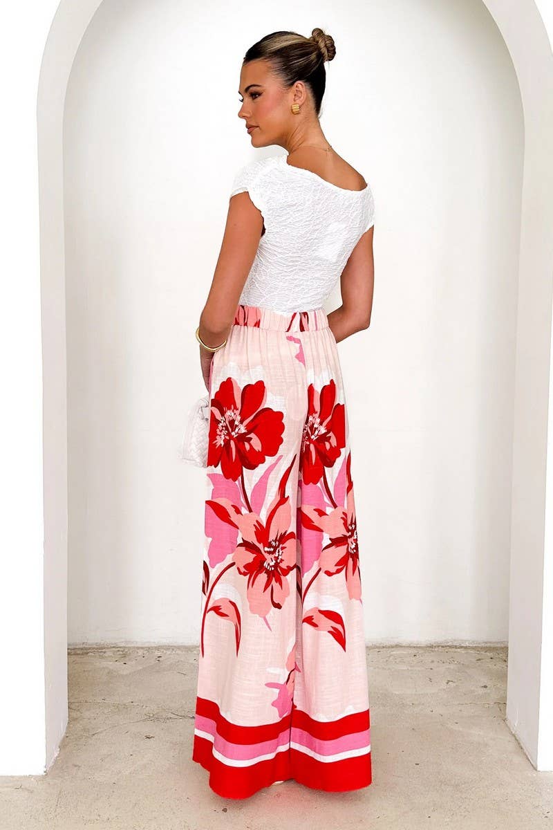 CWBLP890_PRINTED LOOSE WIDE-LEG CASUAL STRAIGHT TROUSERS