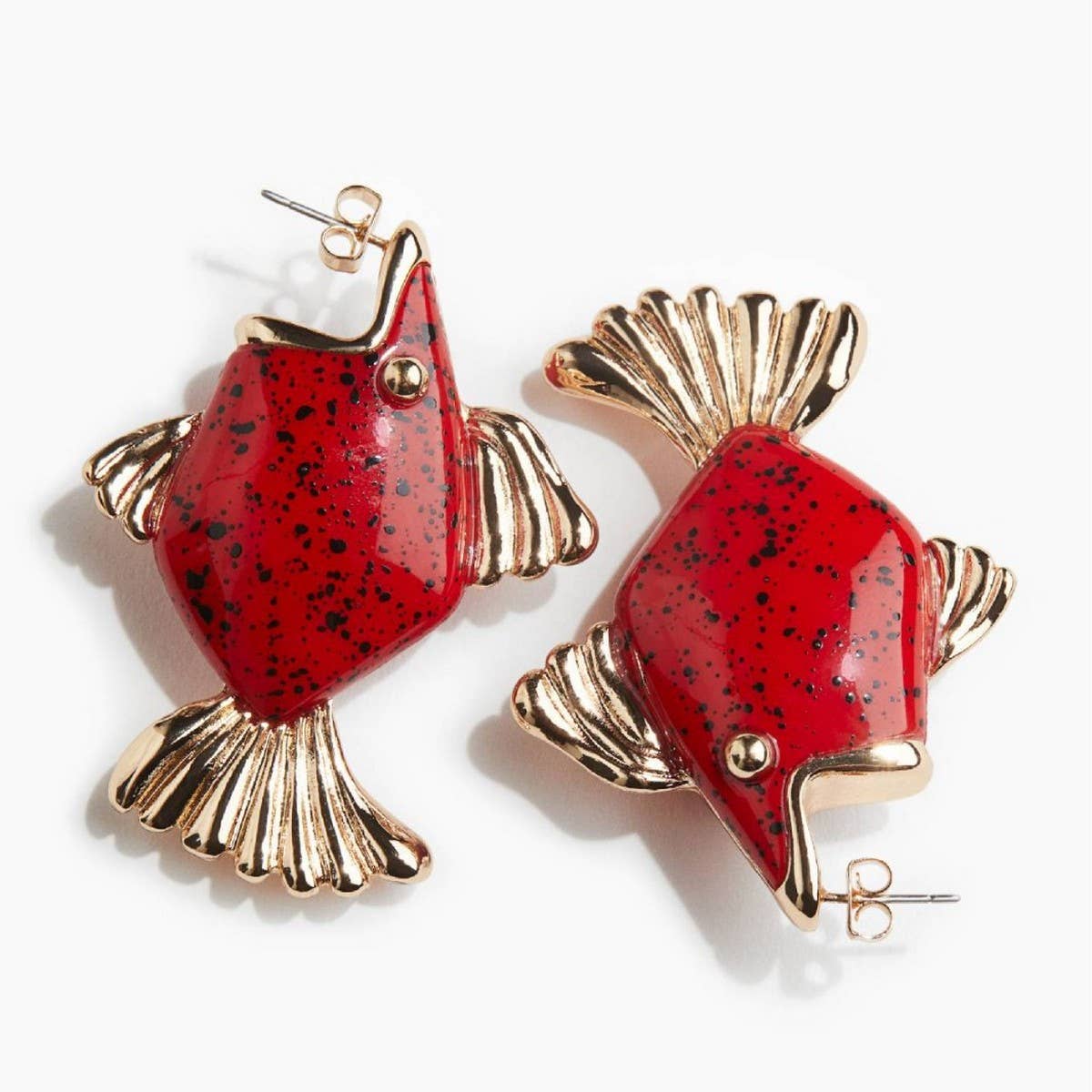 Fashion Retro Red Spotted Chubby Fish Earrings_CWAJE5049