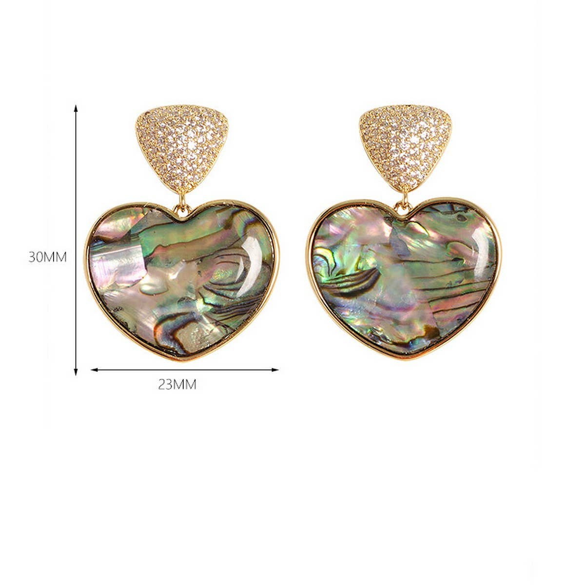 COPPER PLATED GOLD DIAMOND ABALONE EARRINGS