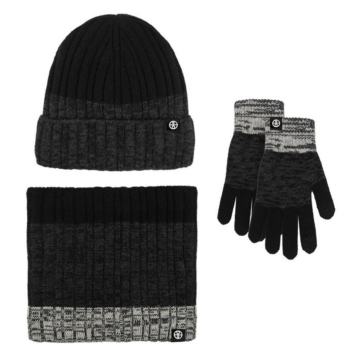 NEW KNITTED HAT, SCARF AND GLOVES THREE-PIECE SET