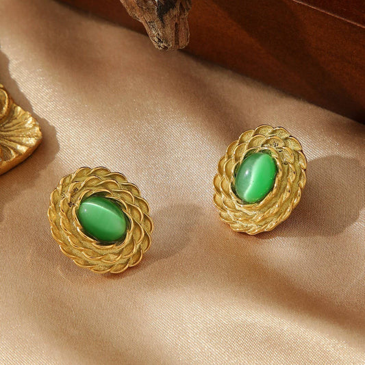 EARRINGS VINTAGE TURQUOISE OVAL STUD EARRINGS