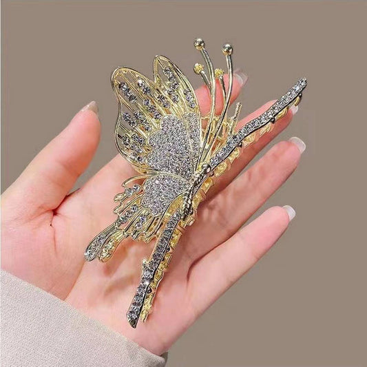 WOMEN FULL DIAMOND BUTTERFLY SHARK HAIR CLIP_CWAHA0537